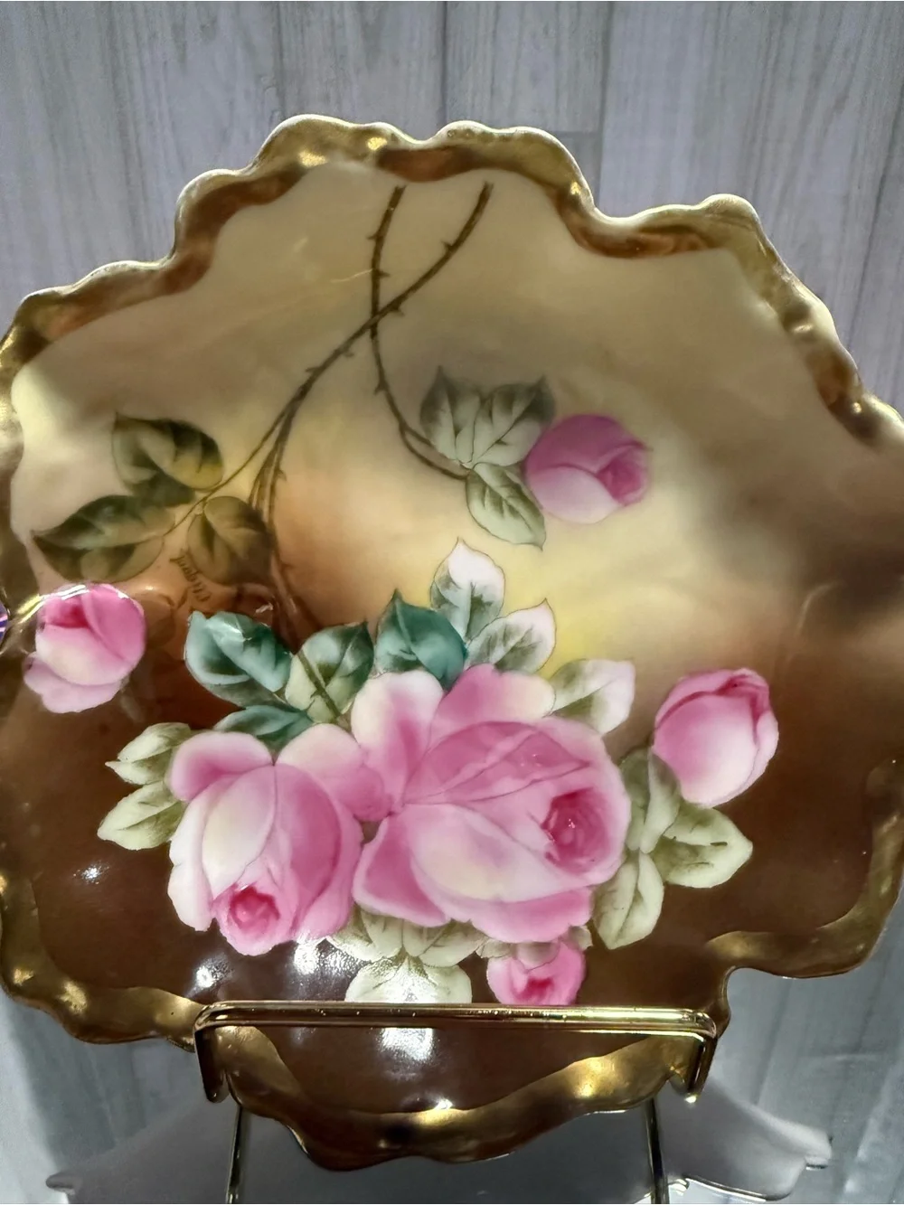 Antique Royal Munich Z.S. & Co Bavaria Hand Painted Pink Rose Porcelain Bowl